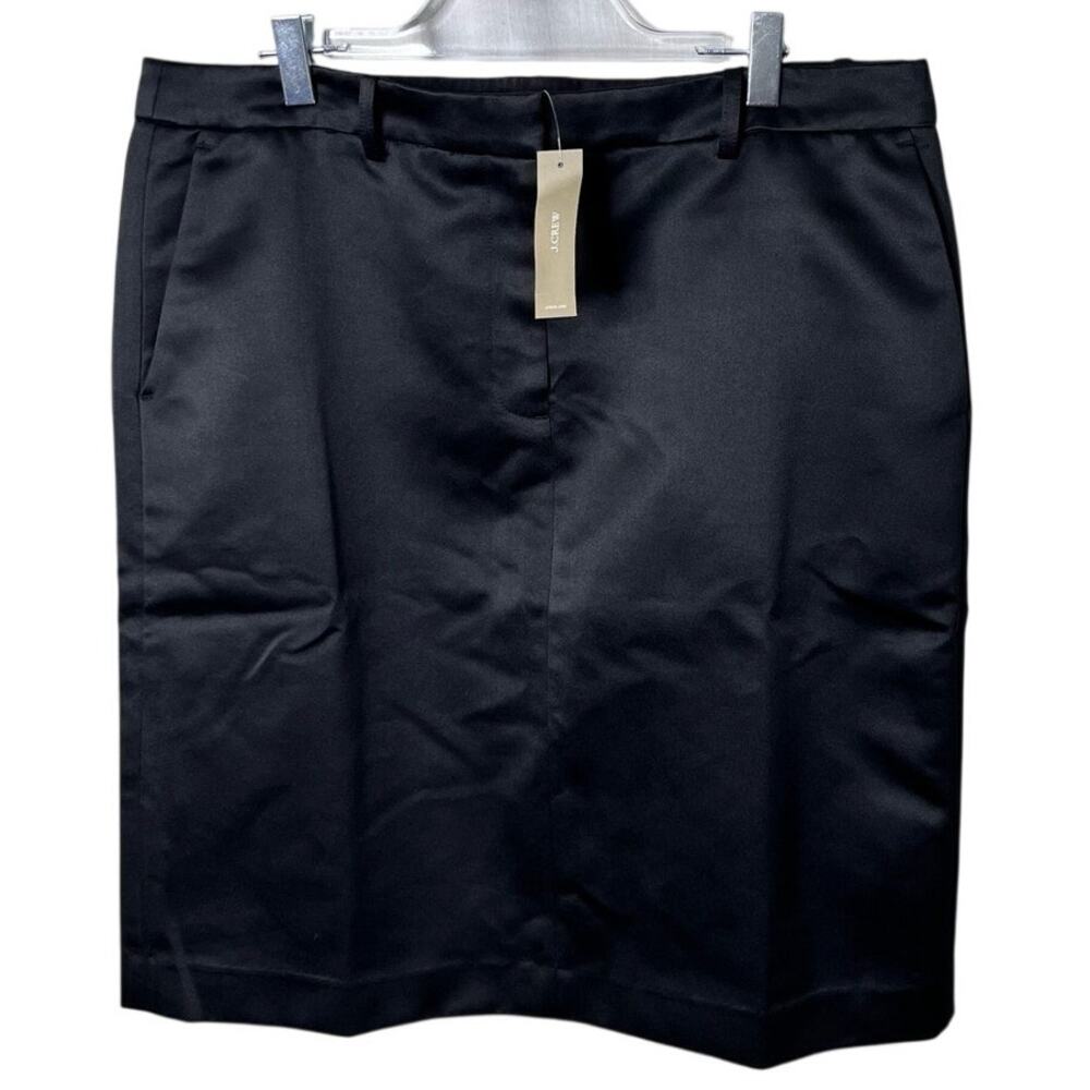J.Crew Black Duchesse Satin Skirt NWT 12 Structured Trouser Pencil Skirt